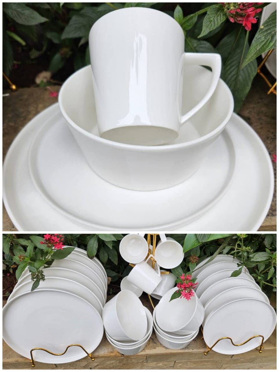 24 PCs white dinner set